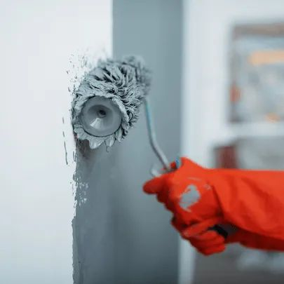 Wall plastering closeup